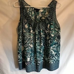 Tommy Hilfiger teal & white ruffle sleeveless top